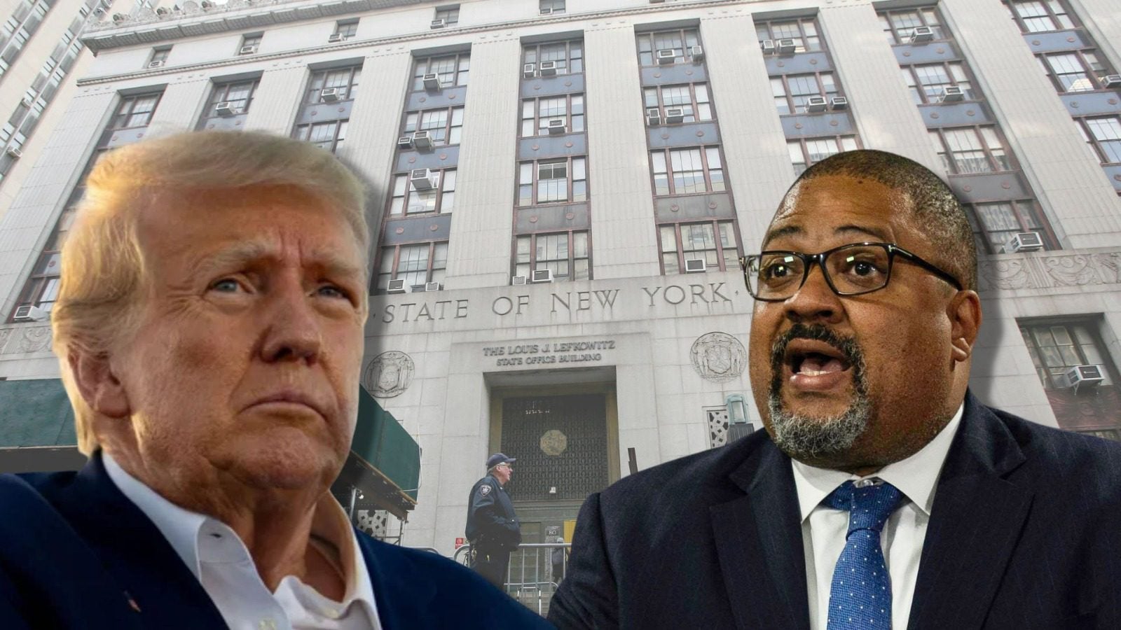 Donald Trump, expresidente de los Estados Unidos; y Alvin Bragg, fiscal de Nueva York - Fotos AFP