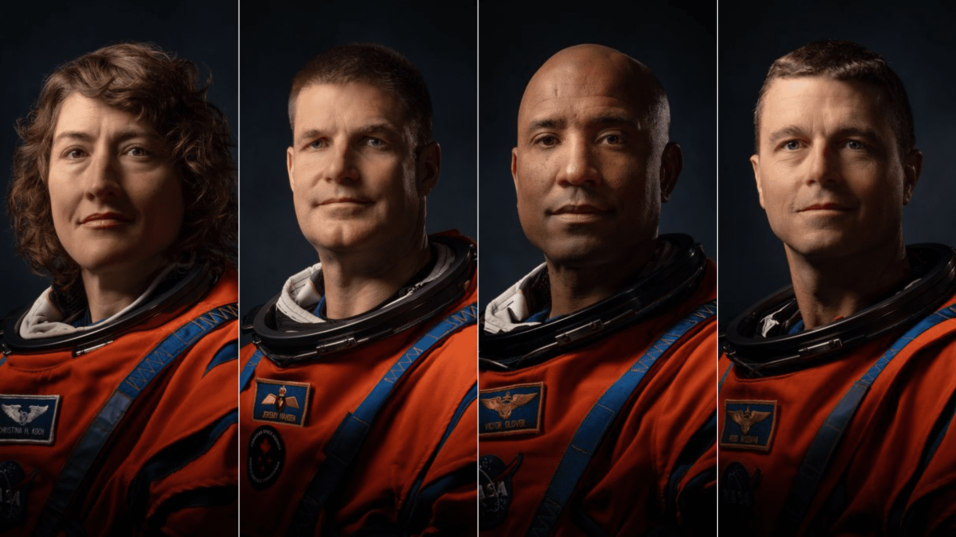 De izquierda a derecha, Christina H Koch, Jeremy R. Hansen, Victor Glover, Reid Wiseman, comandante de la misión – Fotos NASA