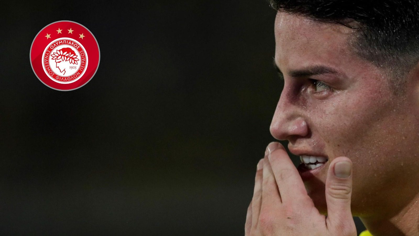 James Rodríguez Olympiacos James Rodríguez y escudo del Olympiacos - Fotos: EFE y Redes Sociales