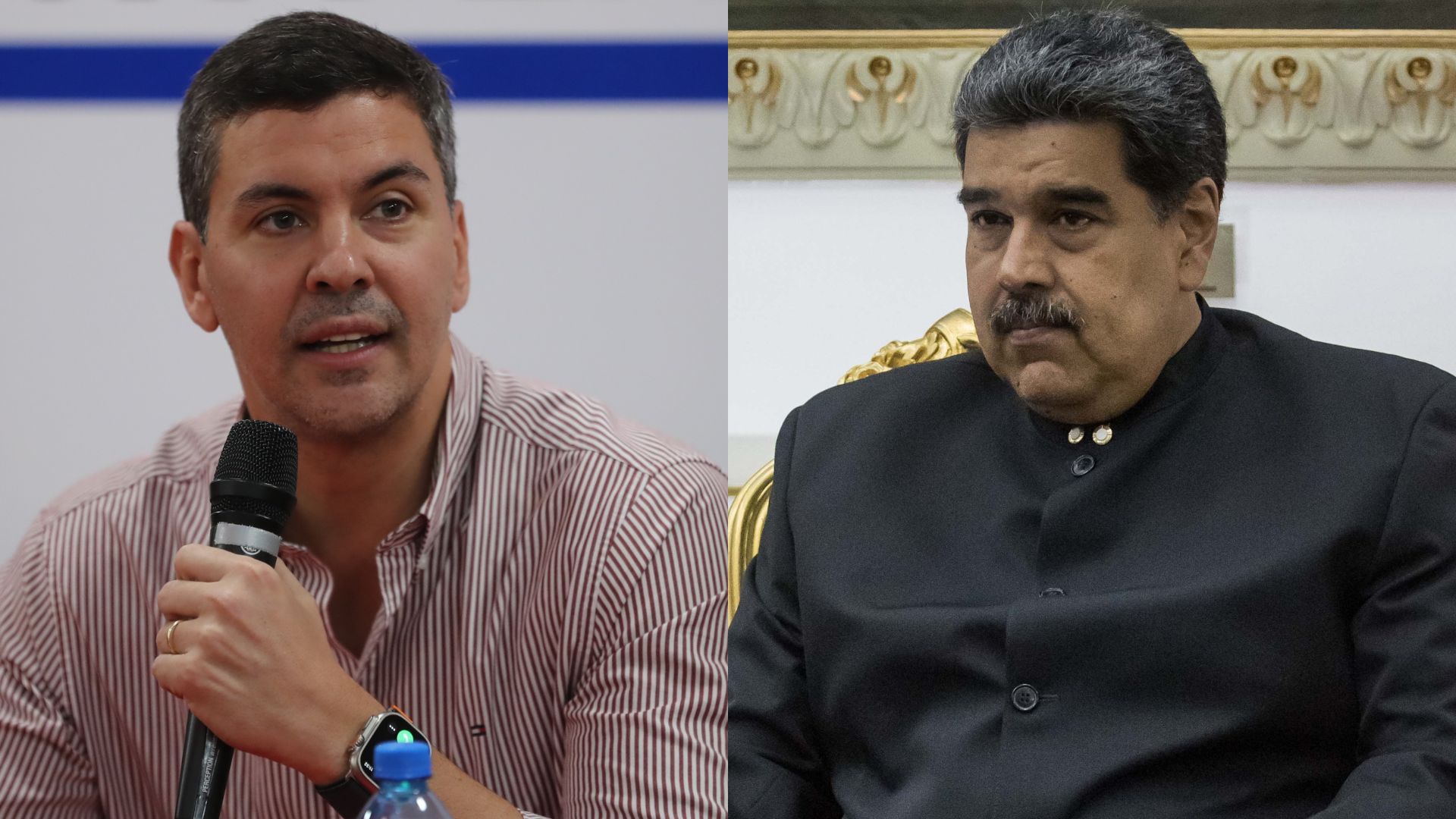 Santiago Peña, presidente electo de Paraguay y Nicolás Maduro, presidente de Venezuela