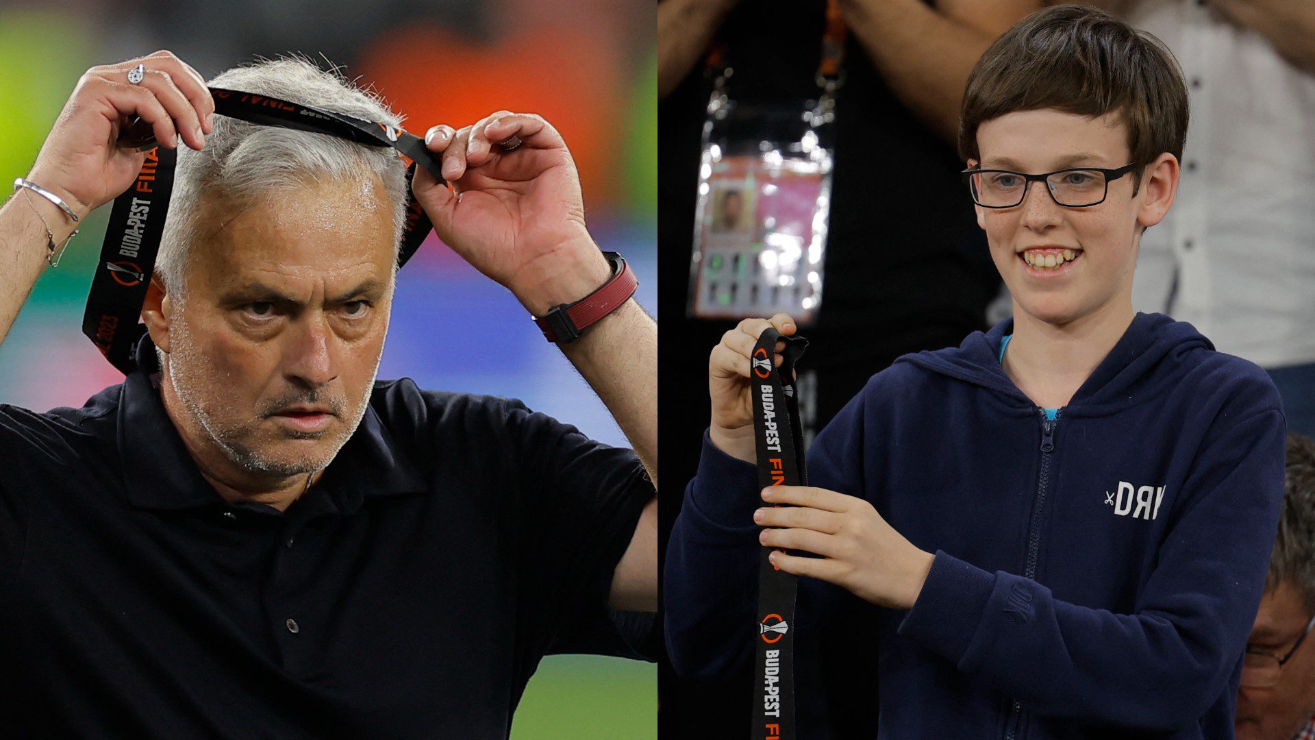 Mourinho regaló la medalla del segundo lugar obtenida con LA Roma en la Europa League / FOTO: AFP