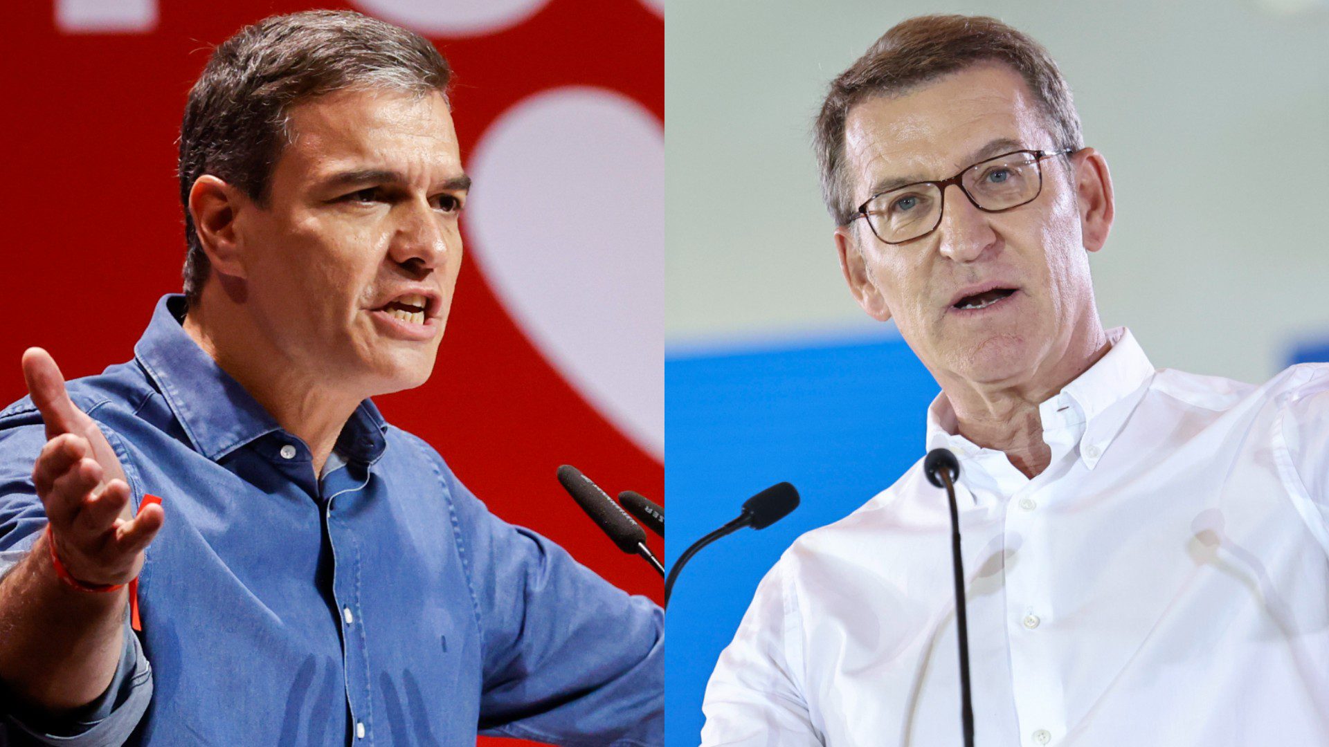 Pedro Sánchez, presidente del Gobierno de España y Alberto Núñez Feijóo, líder del PP de España - Foto: EFE