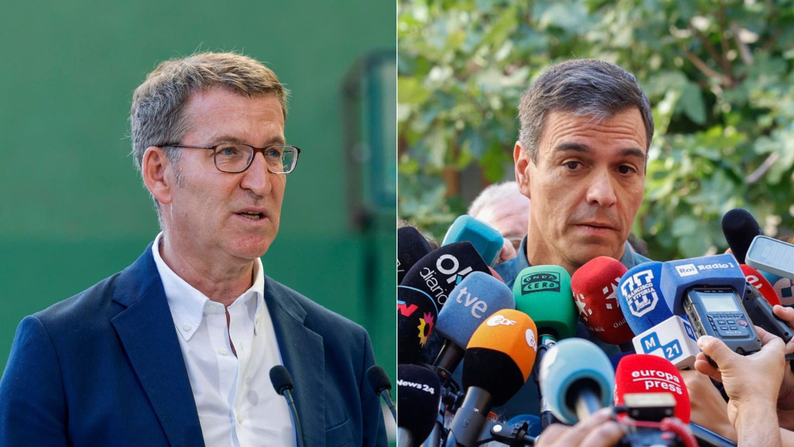 Alberto Núñez Feijóo (PP) y Pedro Sánchez, presidente del Gobierno español (PSOE) - Fotos EFE