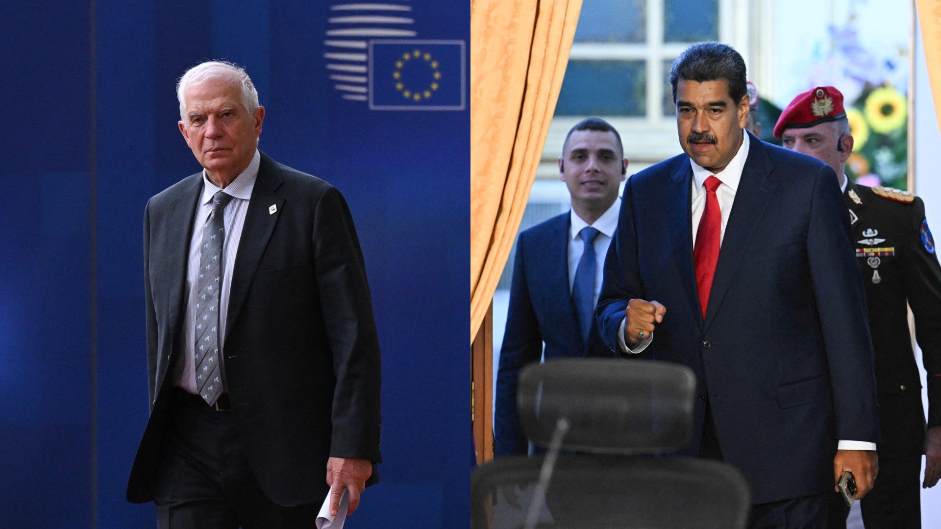Josep Borrell y Nicolás Maduro (AFP)