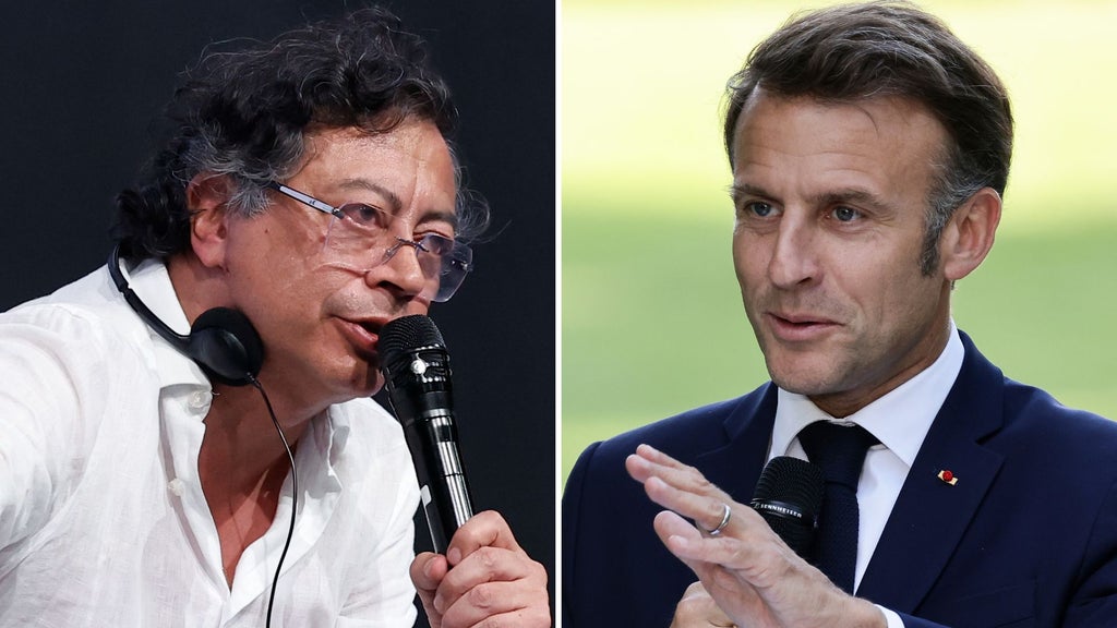 Presidente de Francia, Emmanuel Macron y mandatario colombiano, Gustavo Petro - Foto EFE