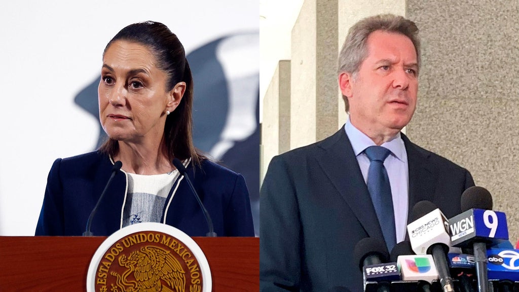 Claudia Sheinbaum, presidente de México, y Jeffrey Lichtman, abogado del hijo del 'Chapo' Guzmán - Foto: EFE