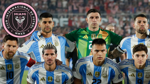 Escudo del Inter Miami y jugadores de la Selección de Argentina - Fotos: X / EFE
