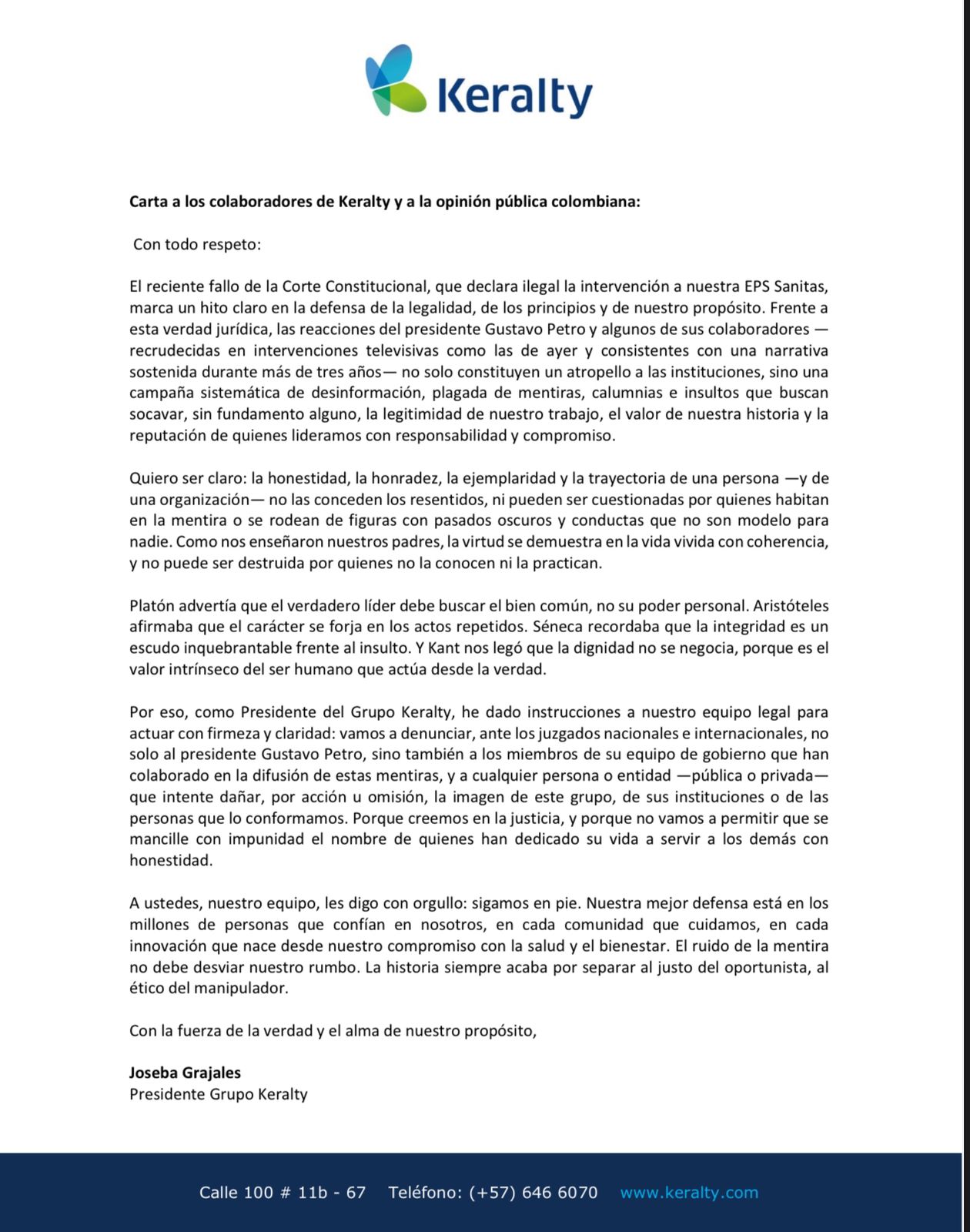 Comunicado de Keralty