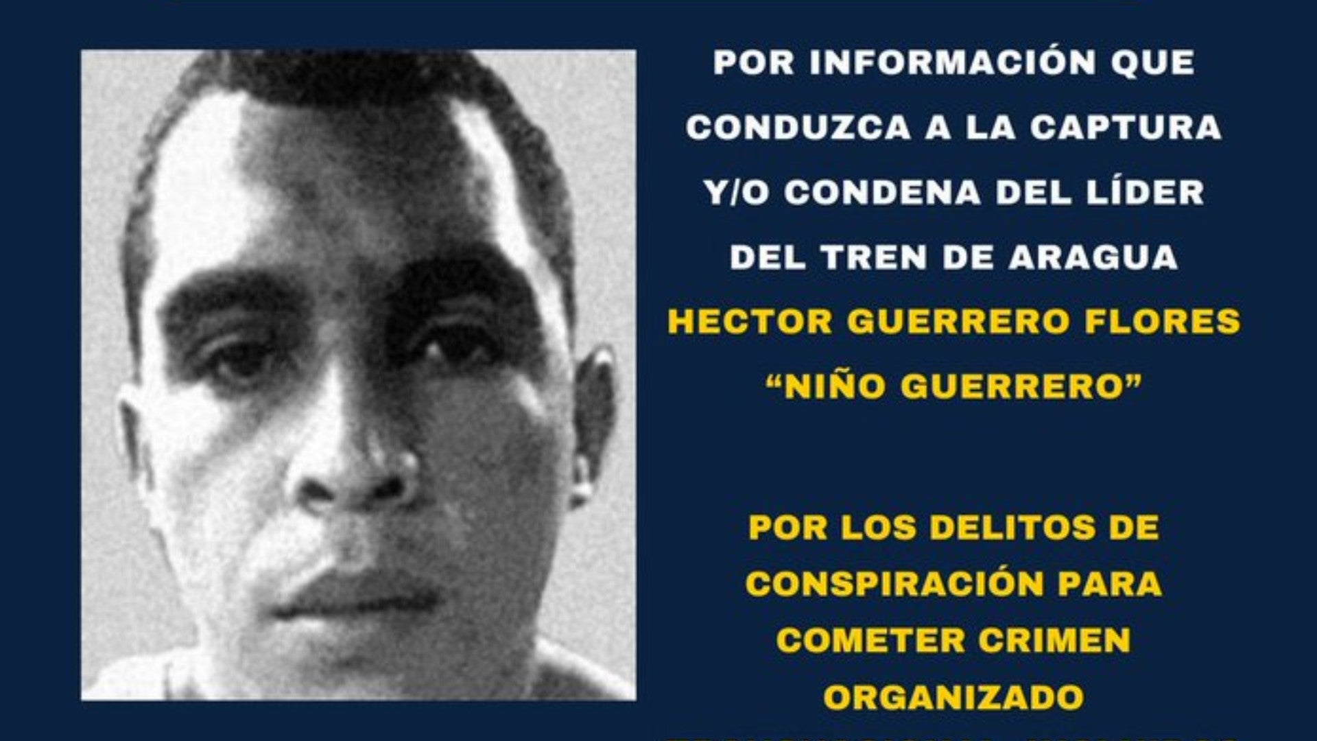 Folleto difundido por el Departamento de Estado de EE. UU. para dar con la captura de Héctor Guerrero Flores, líder del Tren de Aragua - Foto: EFE Folleto difundido por el Departamento de Estado de EE. UU. para dar con la captura de Héctor Guerrero Flores, líder del Tren de Aragua - Foto: EFE