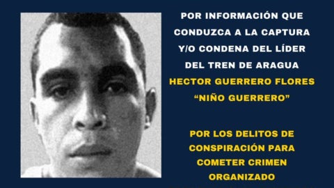 Folleto difundido por el Departamento de Estado de EE. UU. para dar con la captura de Héctor Guerrero Flores, líder del Tren de Aragua - Foto: EFE