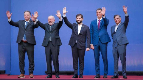 Jefes de gobierno de Uruguay, Brasil, Chile, España y Colombia - Foto Presidencia de Colombia