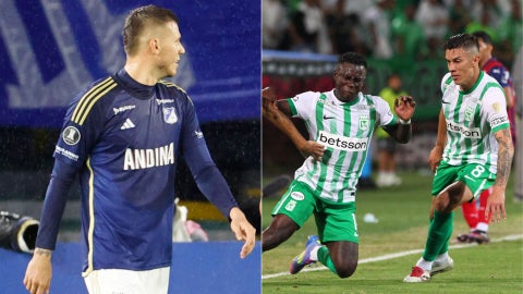 Jugadores de Millonarios y Atlético Nacional - Fotos: EFE