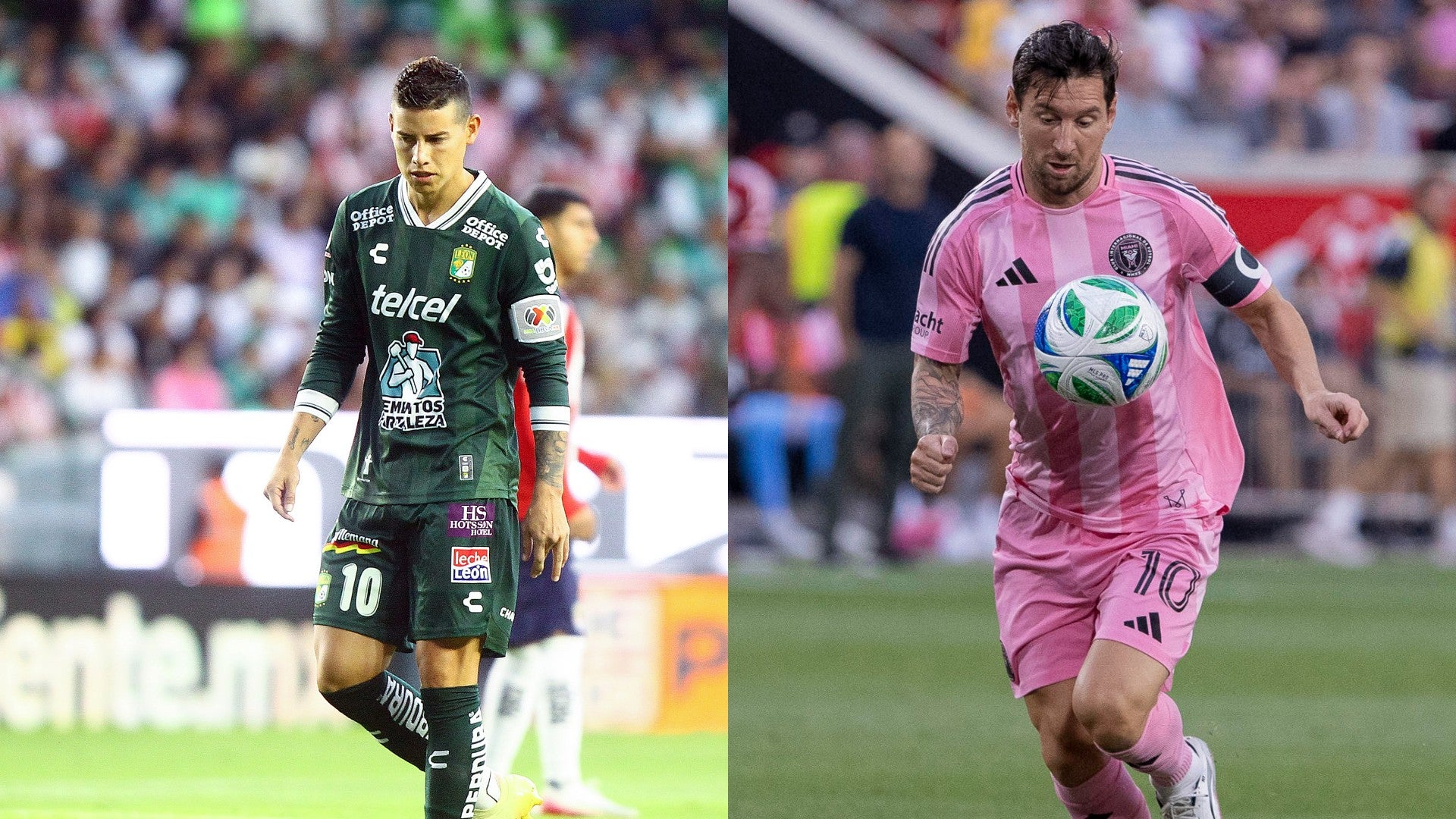 James Rodríguez, jugador del León de México, y Lionel Messi, jugador del Inter de Miami - Fotos: EFE James Rodríguez, jugador del León de México, y Lionel Messi, jugador del Inter de Miami - Fotos: EFE