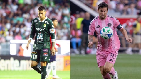 James Rodríguez, jugador del León de México, y Lionel Messi, jugador del Inter de Miami - Fotos: EFE