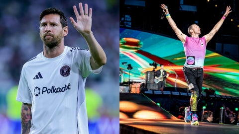 Lionel Messi y Coldplay / FOTO. EFE