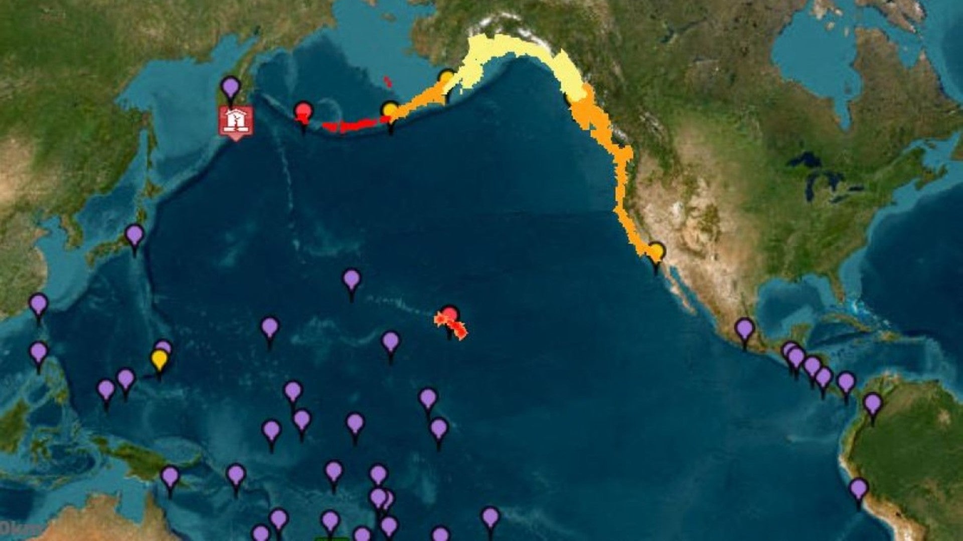 Imagen de cortesía del Sistema de Alerta de Tsunamis de la Administración Nacional Oceánica y Atmosférica (NOAA) -Foto: AFP Imagen de cortesía del Sistema de Alerta de Tsunamis de la Administración Nacional Oceánica y Atmosférica (NOAA) -Foto: AFP