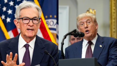 Jerome Powell, presidente de la FED, y Donald Trump, presidente de EE. UU. - Fotos: EFE