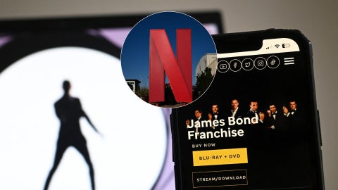 James Bond/ Logo Netflix - Fotos AFP de referencia