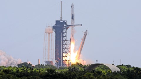 Cohete de SpaceX con cápsula que transporta misión Crew-11 - Foto AFP