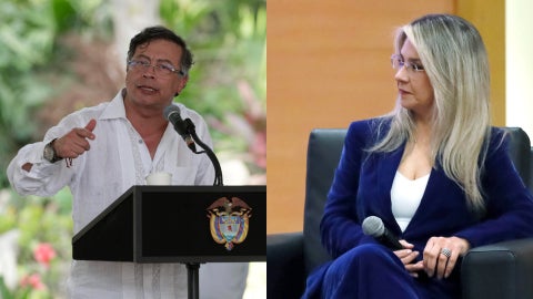 El presidente Gustavo Petro y la precandidata y periodista Vicky Dávila. (EFE)