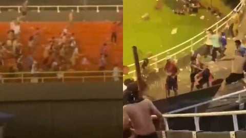 Pelea en la tribuna entre aficionados de Olimpia y Cerro Porteño en Paraguay / FOTO: Captura de video