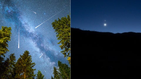La lluvia de meteoros Perseidas y la conjunción de Venus y Júpiter, entre los eventos astronómicos de agosto - Fotos Canva/Nasa