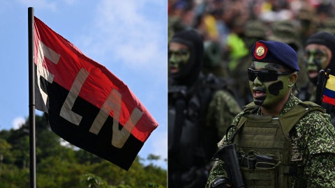 Bandera ELN/ Soldados colombianos durante desfiles del Día de la Independencia - Fotos AFP