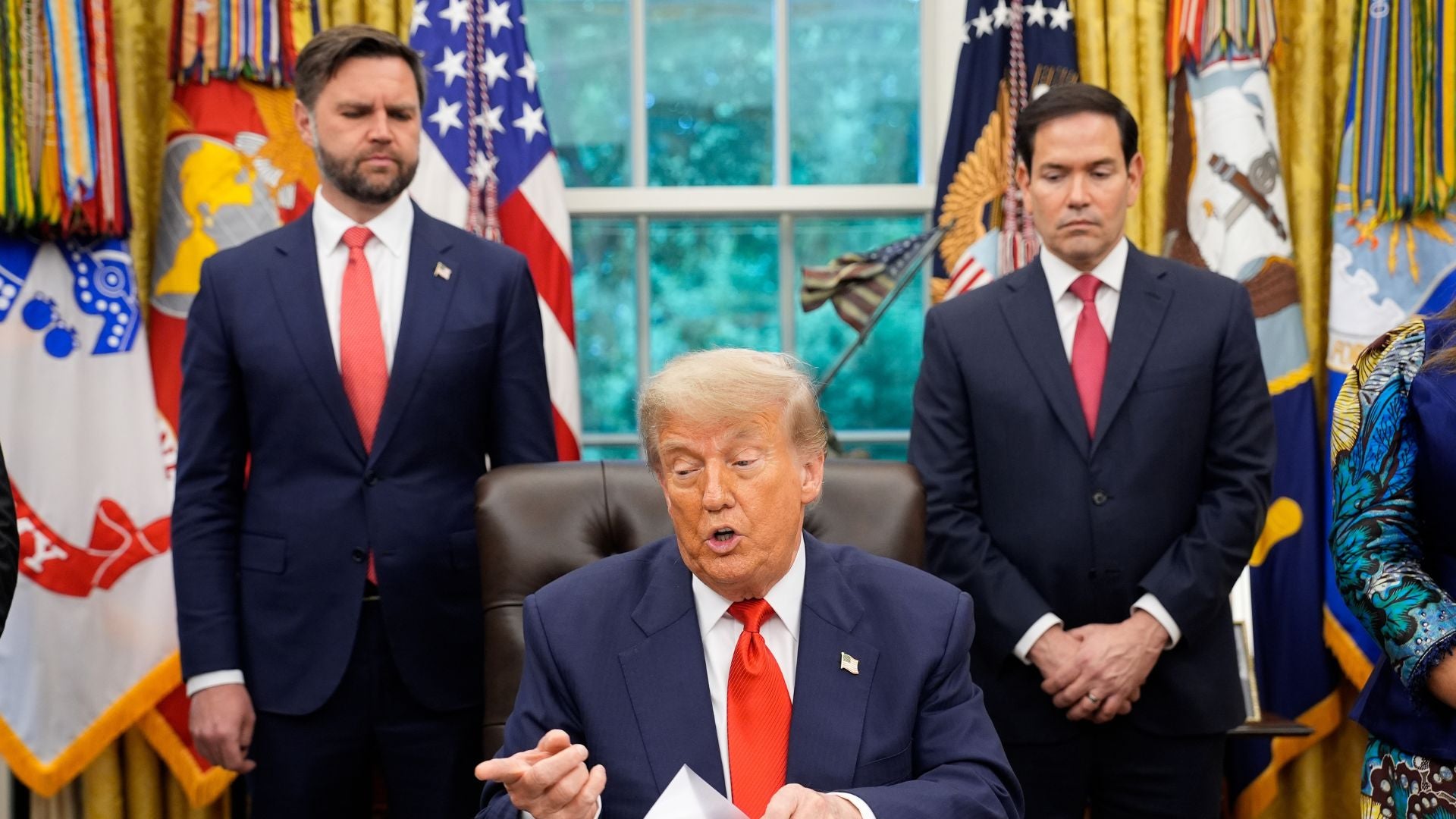 JD Vance, Donald Trump y Marco Rubio (EFE)