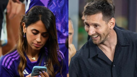 Antonela Roccuzzo y Lionel Messi. (EFE)