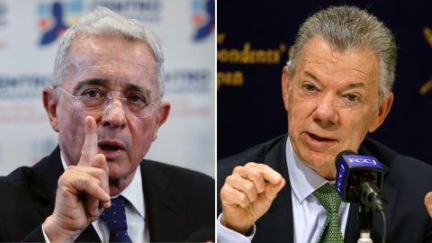 Álvaro Uribe Vélez y Juan Manuel Santos, expresidentes de Colombia - Foto EFE