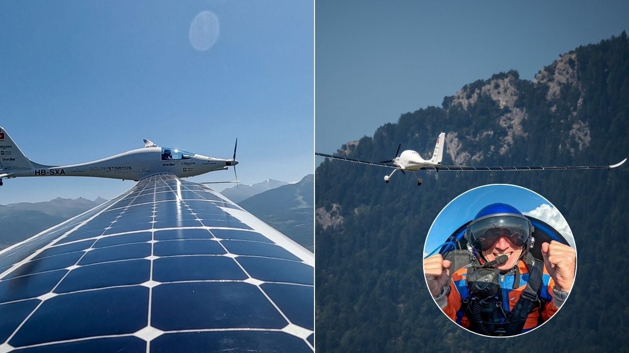 Piloto suizo Raphael Domjan superó récord de altitud para un avión eléctrico solar - Fotos AFP Piloto suizo Raphael Domjan superó récord de altitud para un avión eléctrico solar - Fotos AFP