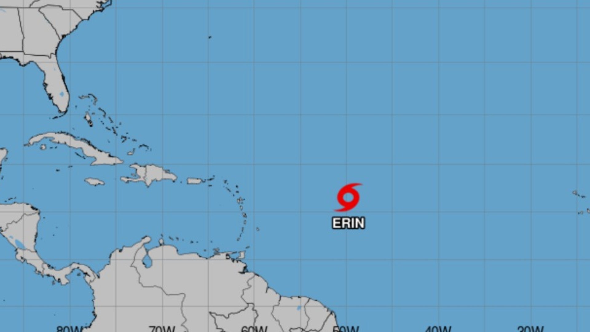 Localización del huracán Erin - Foto: EFE