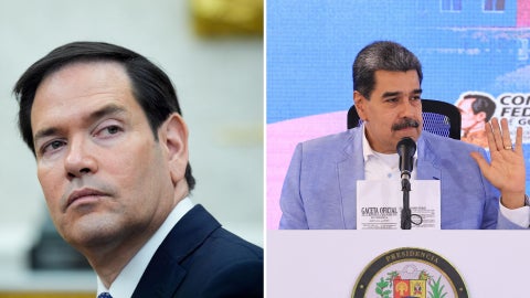 El secretario de Estado de EE.UU., Marco Rubio, izquierda, y el líder del régimen venezolano, Nicolás Maduro-Foto: EFE