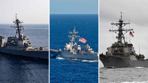 Los buques USS Gravely, USS Jason Dunham y USS Sampson - AFP