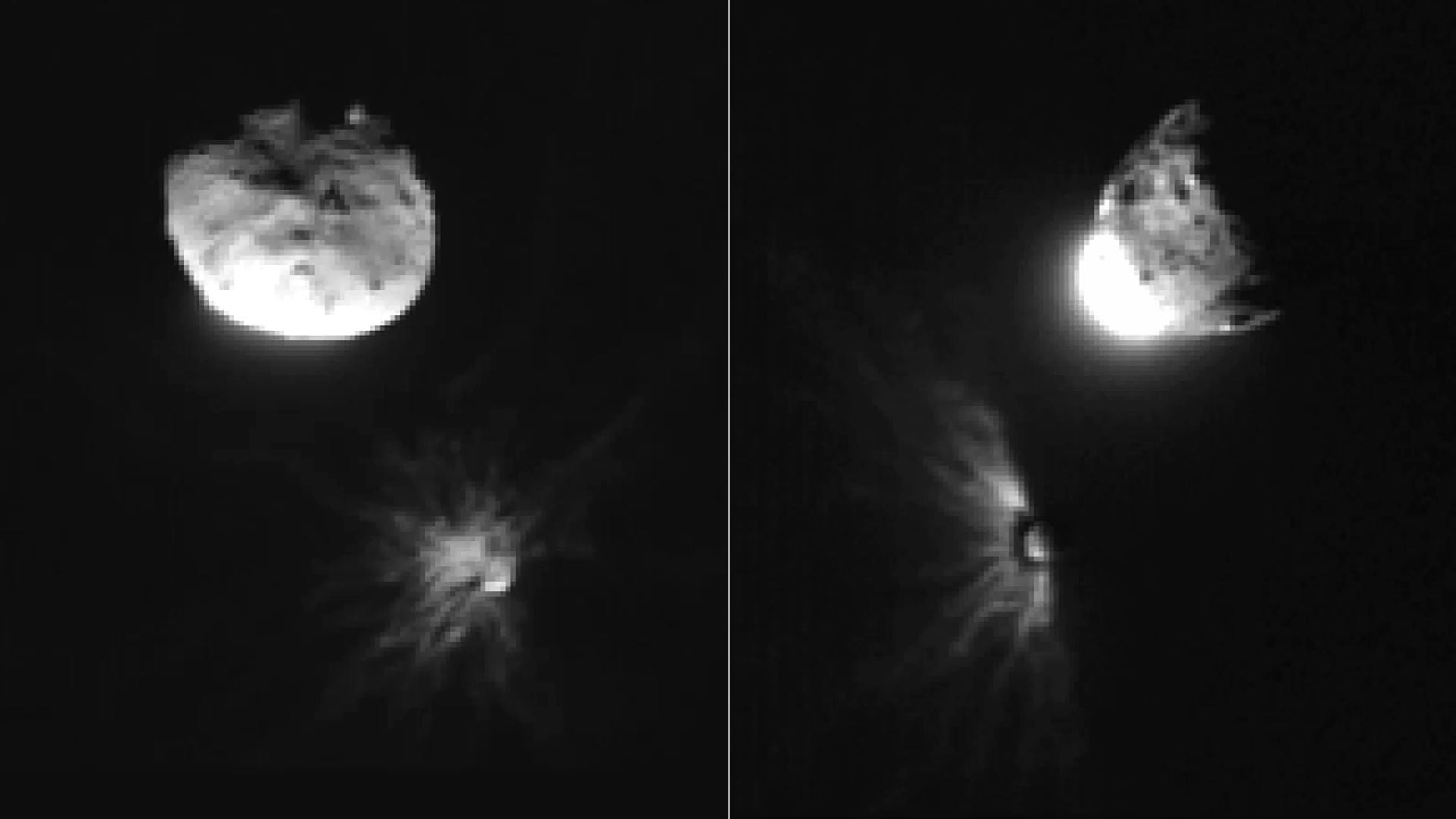 Imágenes capturadas por la nave LICIACube tras el impacto de DART contra Dimorphos - Fotos LICIACube/NASA