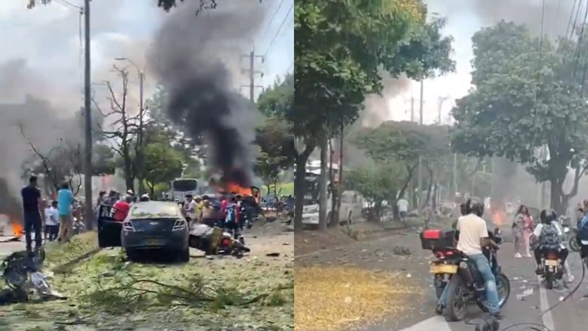Explosión cerca a la base aérea en Cali | Fotos captura video: @NoticiasRCN
