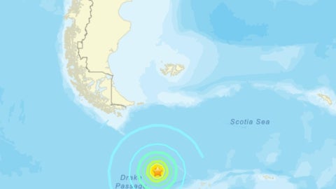 Paso de Drake, epicentro de terremoto que generó alerta en Chile. (EFE)