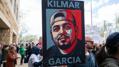 Protesta a favor de del migrante salvadoreño Kilmar Ábrego García | Foto: EFE