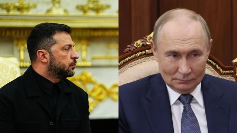 Volodímir Zelenski, presidente de Ucrania, y Vladimir Putin, presidente de Rusia - Fotos: EFE