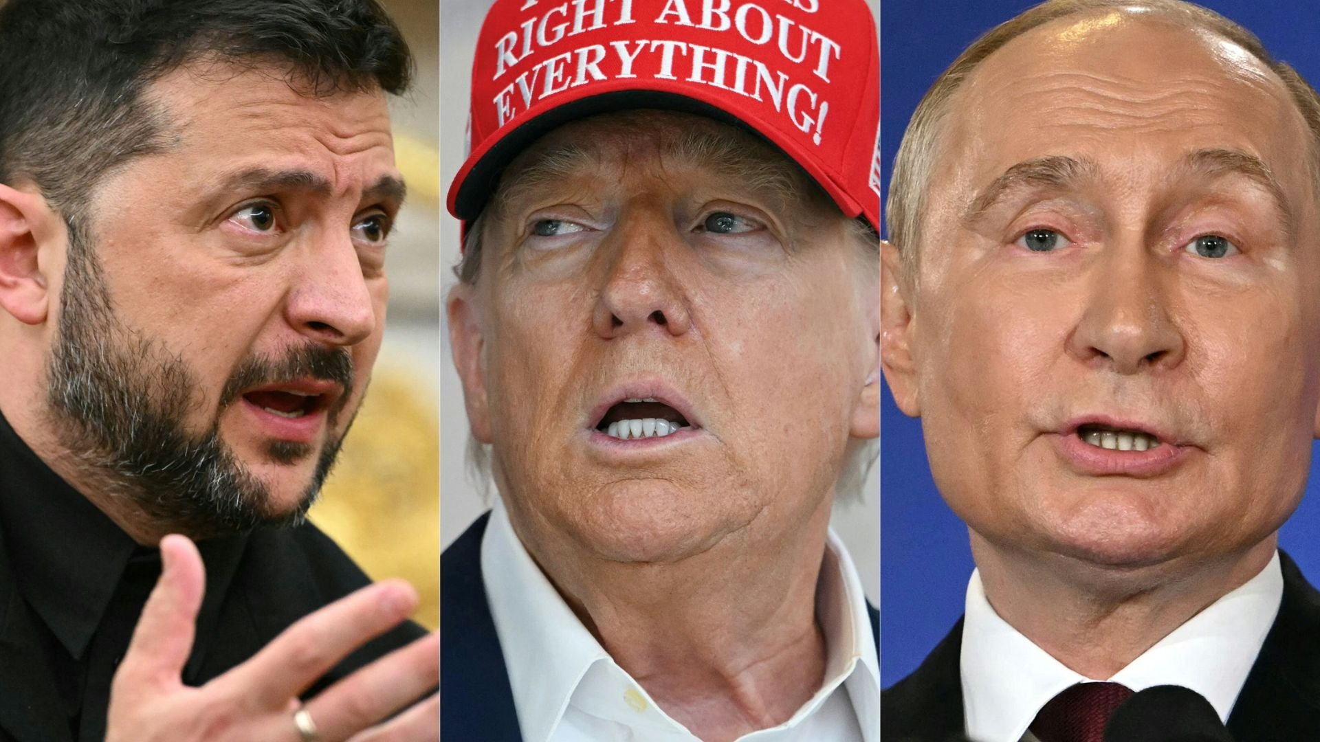 Volodimir Zelenski, Donald Trump y Vladimir Putin – Foto AFP