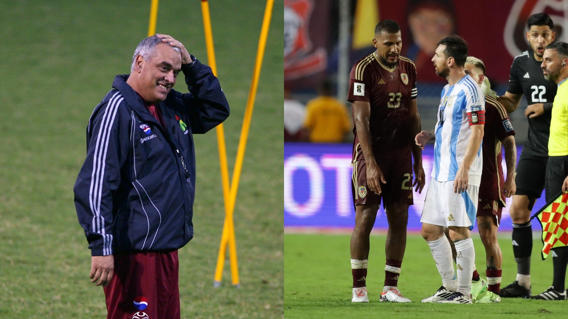 Richard Páez, exentrenador de la selección de Venezuela, y partido de Venezuela ante Argentina en Maturín en 2024 - Fotos: EFE