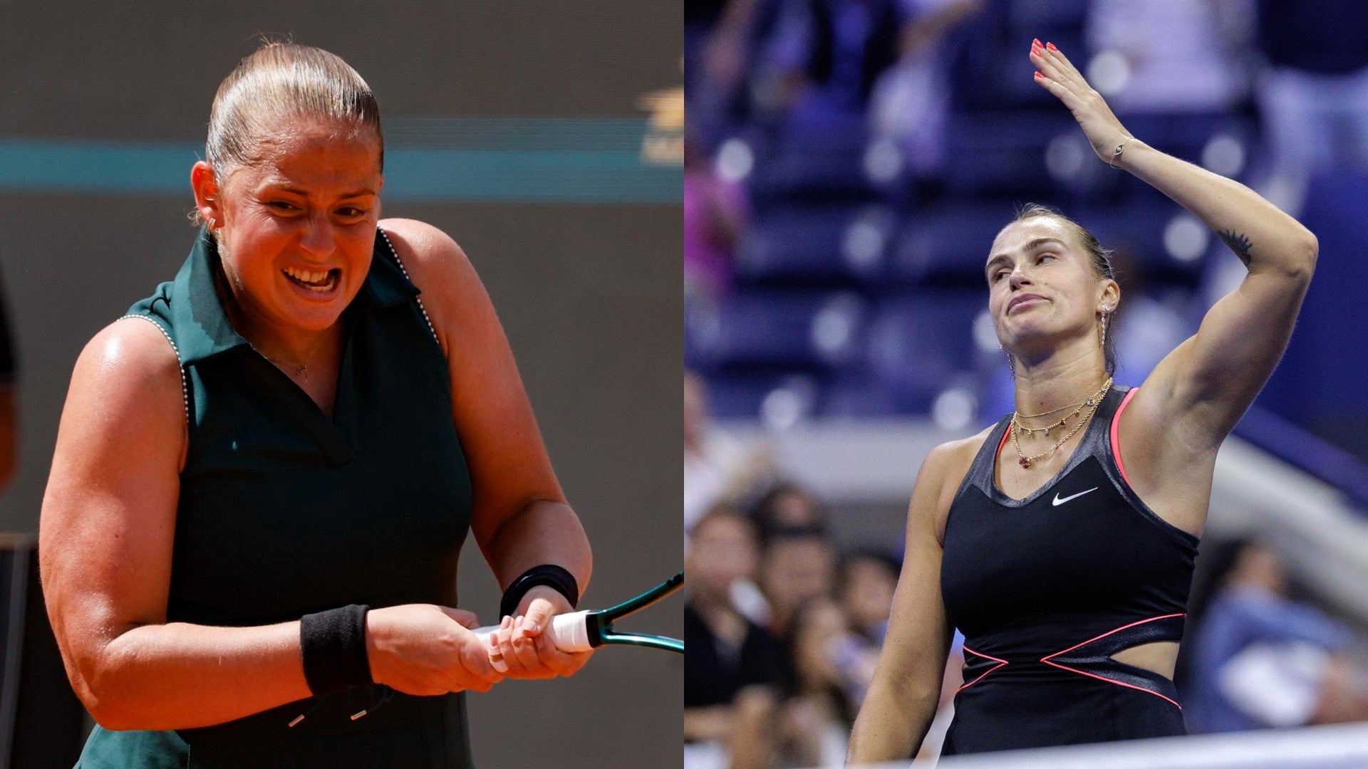 La letona Jelena Ostapenko y la bielorrusa Aryna Sabalenka. (EFE)