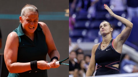 La letona Jelena Ostapenko y la bielorrusa Aryna Sabalenka. (EFE)