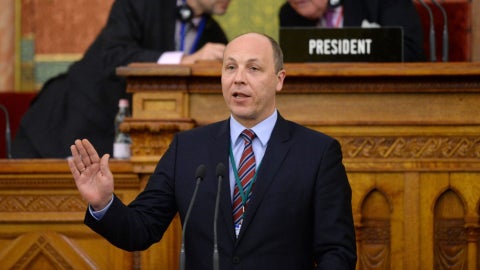 El expresidente del Parlamento ucraniano Andrii Parubii (AFP)