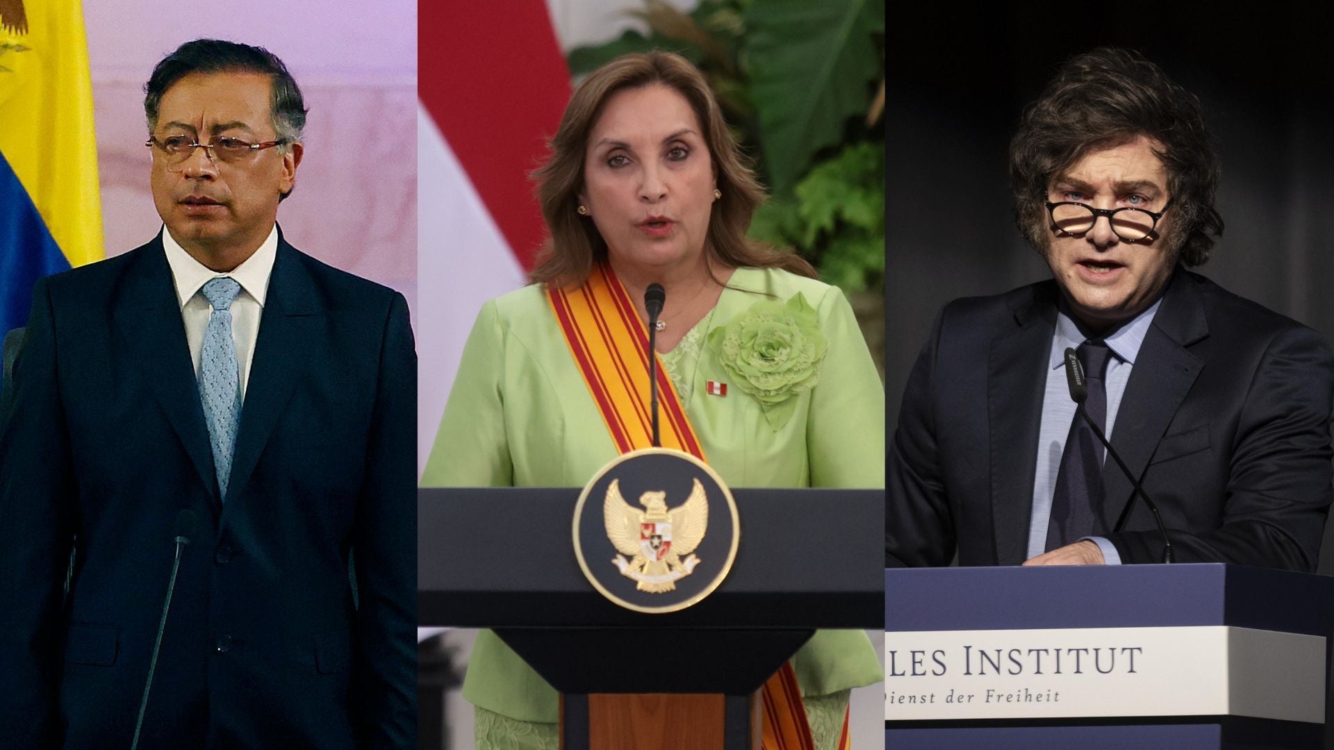 Gustavo Petro, Dina Boluarte y Javier Milei | Foto EFE