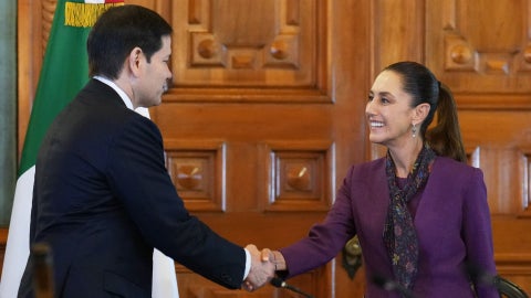 Secretario de Estado de Estados Unidos, Marco Rubio y presidente de México, Claudia Sheinbaum - Foto AFP