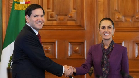 Marco Rubio y Claudia Sheinbaum (AFP)