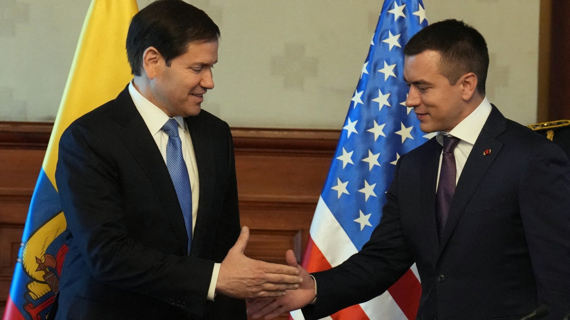 Marco Rubio con Daniel Noboa en Ecuador. (AFP)
