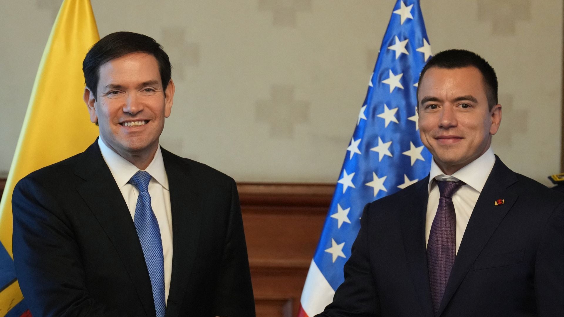 Marco Rubio con Daniel Noboa en Ecuador. (AFP) Marco Rubio con Daniel Noboa en Ecuador. (AFP)