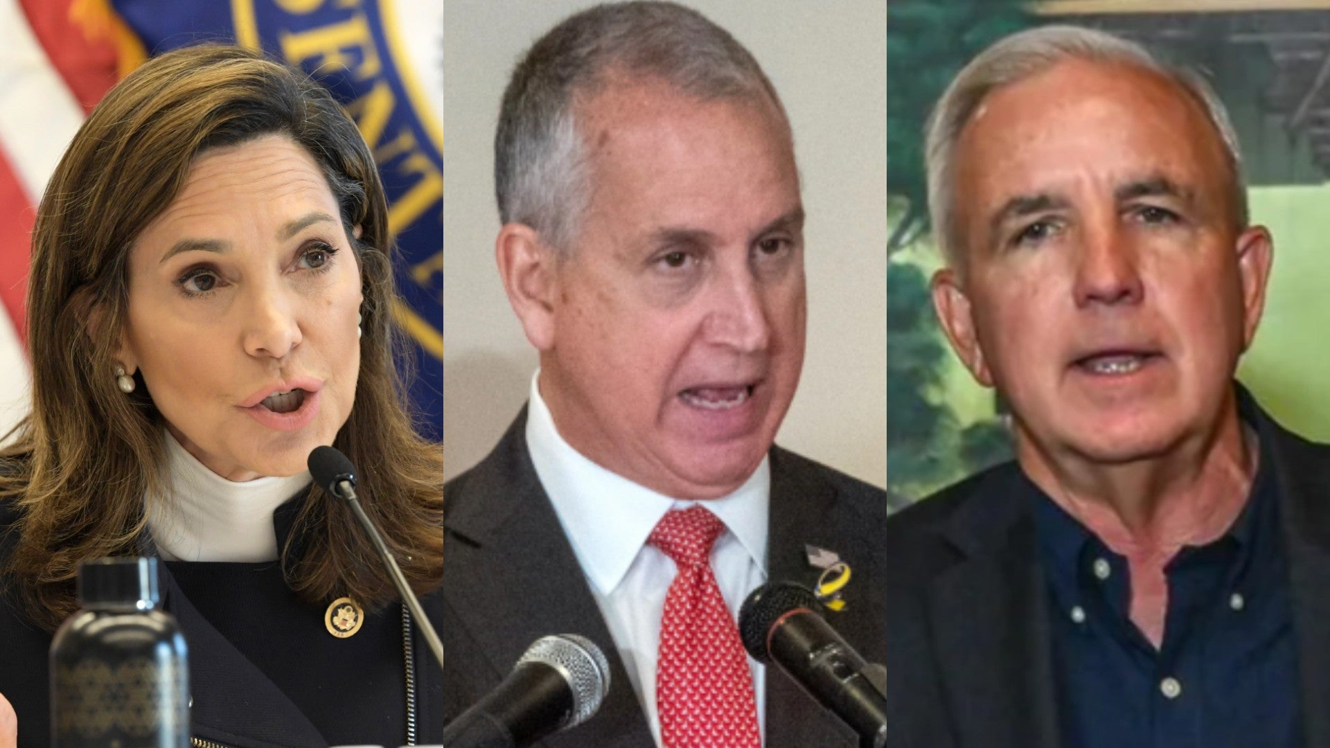 Congresistas republicanos María Elvira Salazar, Mario Diaz-Balart y Carlos Giménez